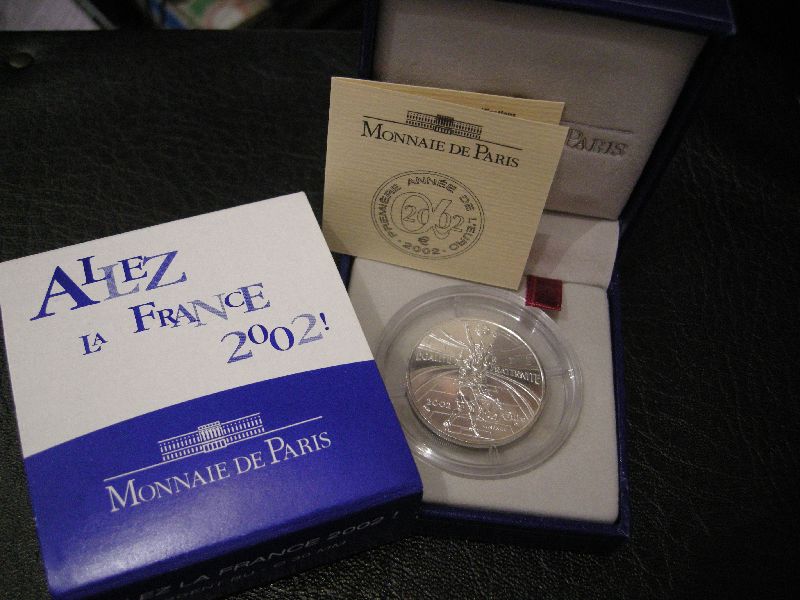 (afbeelding voor) 1/4 Euro Frankrijk 2002 Zilver WK Voetbal Japan-Korea